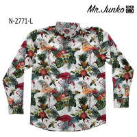 ?ส่งฟรี?เชิ้ตแขนยาว งานต่อลาย Mr.Junko ผ้าซาติน นิ่มใส่สบายไม่ร้อน N-2771-L