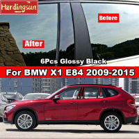 Hardingsun 6ชิ้นเสาประตูหน้าต่างรถ B C ปกหลังตัดสำหรับ BMW X1 E84 2009-2015สีดำคาร์บอนไฟเบอร์เงาอุปกรณ์ตกแต่งสติกเกอร์วัสดุ PC