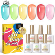BORN PRETTY 6 Chai 10Ml Sơn Gel Thạch Màu Hổ Phách Pha Lê Thu Đông Ngâm