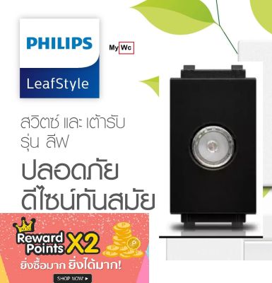 ปลักทีวีไฟ ปลักทีวี สำหรับใส่ฝาหน้ากาก ฟิลลิป์ PlugTV black รุ่น LeafStyle มี 2 สีขาวหรือดำ