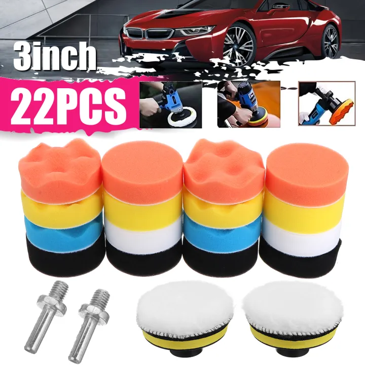 22pcs CarPolishingPad 3 inch Wave Sponge Buffing Waxing Pad Kit for