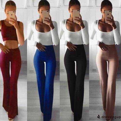 women-solid-color-high-waist-bodycon-wide-leg-pants-flare-pants-pencil