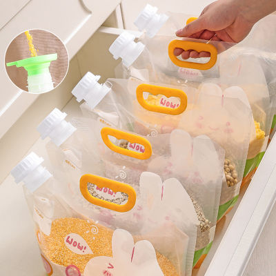 Hot 3Pcs Grain Storage Bag Cereal Sealing Bags Reusable Packing Bag With Handle Plastic Food Kitchen Organizer And Storage Container