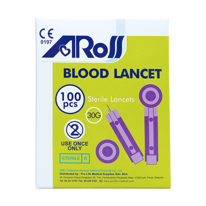 AROS Blood Lancet [ Twist (30G) ] (100's/box) Round Lancing Device