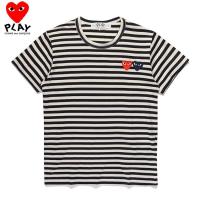 Hight Quality Original New COMME Des Garcons CDG Play Pure Cotton Short-Sleeved Cross StripeT-Shirt Double Heart Soft Comfortable Casual Fashion Style