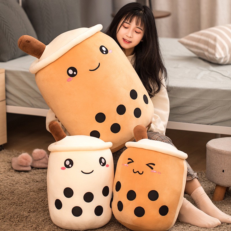 Plush Toy Cute Bubble Tea Soft Toy Creative Fruit Pillow Tea Cup Pillow Cushion Gifts for Boys Girls 