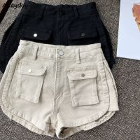 【hot】 Denim Shorts Design Waist Streetwear Korean Fashion Pockets All-match