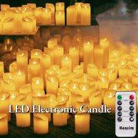 48-12pcs LED Candle Wedding Decor Flickering Flameless Candles Remote Timer Electronic Candle Waterproof Tealight Xmas Wax Light