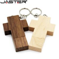 JASTER (free custom logo) wooden cross USB 2.0 usb flash drive keychain pendrive 4GB 8GB 16GB 32GB 64GB gift customer LOGO