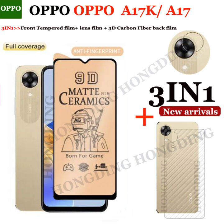 in1แบบเต็มหน้าจอเซรามิกเคลือบฟิล์มสำหรับ-oppo-a17k-a17-9d-ag-เซรามิคกระจกเทมเปอร์-oppo-a17แผ่นป้องกันหน้าจอแบบด้านฟิล์มติดกระจกแบบฝ้าเลนส์กล้องถ่ายรูปแก้วป้องกัน-ฟิล์ม