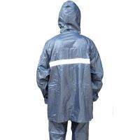 Waterproof Raincoat Blue PVC Cloth with reflective strip 2pcs type (Shirt with trouser)