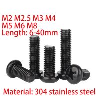 M2 M2.5 M3 M4 M5 M6 M8 Black 304 Stainless Steel Cross Recessed Phillips Truss Head Large Flat Round Head Screw Bolt