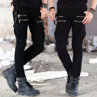 Mens Jeans Green Denim Biker Jeans Skinny New Runway Distressed Slim Elastic Homme Hip Hop Military Motorcycle Cargo Pants