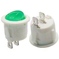 RS601 3 Pin Round Green Light Snap In Rocker Switches