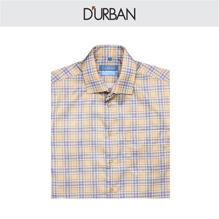 DURBAN Mens Short Sleeve Brown Casual Printed Wear with Pocket Easy