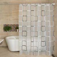 ๑▨﹍ 120x180cm Waterproof PEVA Shower Curtain Liner Transparent Bath Curtain Mildew Curtain Bath Bathroom Shower Curtain W 12 Hooks