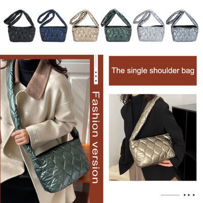 Autumn Winter Shoulder Bag Quilted Rhombic Lattice Women Crossbody Bag Fashion Soft Casual Portable Solid Color for Girls Shopping