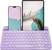 Macally Small Wireless Bluetooth Keyboard (Built-in Stand/Slot) for Tablet and Phone, iPad, iPhone, Rechargeable - 78 Key - Universal Multi Device Compatibility - Purple