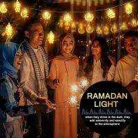 10 LED GOLD ramadan ตกแต่ง Eid Decor Star Moon โคมไฟรอมฎอนไฟแบตเตอรี่ดำเนินการ ramadan PARTY String ไฟ Lights