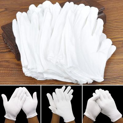 New 1Pair White Gloves High Quality Cotton Work Gloves Absorption Gloves Hands Sun Protector Five Fingers Gloves