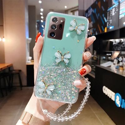 □∋❖ Luxury Bling Glitter Lanyard Silicone Phone Case For Samsung Galaxy S21 S20 FE S10 S9 Note 20 10 9 8 Plus Ultra-thin Strap Cover