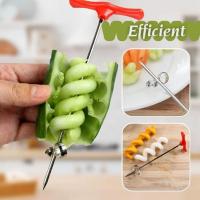 Manual Spiral Screw Slicer Plastic PP Handle + Stainless Steel Wire Potato Carrot Cucumber Vegetables Spiral Knife Carving Tools Graters  Peelers Slic