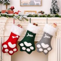 Plush Pet Dog Cat Paw Christmas Stocking Socks Gift Bags Xmas Tree Ornaments Christmas Decorations for Home 2022 Noel Navidad Socks Tights