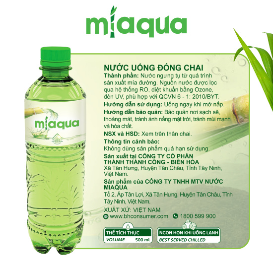 Thùng 24 chai nước miaqua-nước tinh khiết tinh lọc từ cây mía 500ml chai - ảnh sản phẩm 3