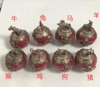 Metal Crafts Collectible Decorated red Jade Tibet Silver some Jixiang beast selection Statue ( choose animal shape)