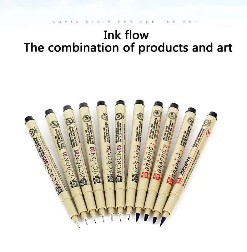 7/9pcs Sakura Liner Pen Set Waterproof Black Fineliner Micron Pen Design Sketch  Drawing Marker Artist