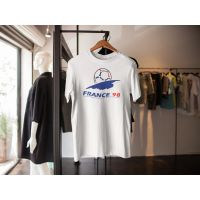 เสื้อยืดครอปเสื้อยืดแขนสั้น พิมพ์ลายโลโก้ฟุตบอล France 98 World Cup สไตล์โกธิค เรโทร คลาสสิก แฟชั่น 2014S-5XL