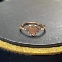 ใหม่สีชมพูเชลล์รักรูปหัวใจแหวนกุหลาบสีทองหญิงสีชมพูหวานน่ารักแหวนสาวของขวัญ Zk30