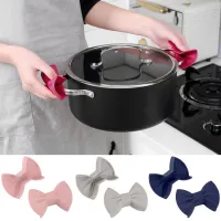 Hot Skillet Handle Cover 1 Pair Hot Plate Clip Bowknot Shape Anti-scald Silicone Comfortable Grip Pot Holder Clip for Cooking Other Specialty Kitchen