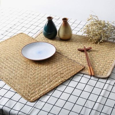 【CC】✖☋  Hand-woven Sea Table Decoration Placemats Accessories Tools Rattan Dining Rectangular