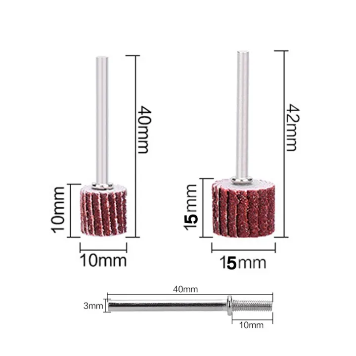 10ชิ้น10มิลลิเมตร-15มิลลิเมตรก้านกระดาษทรายกรวดทรายบดหัวพนังล้อขัดดิสก์ด้ามจับสำหรับการหมุนเครื่องมือเครื่องเจาะขนาดเล็ก
