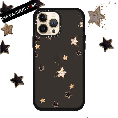 GOLD STARS Black Color Transparent iPhone Case For iPhone 14 13 12 11 Pro Max IX XS MAX XR 6 6s 7 8 Plus Case Shockproof Bumper Soft Cover