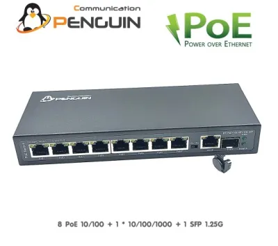 Ethernet PoE Switch 8 (10/100) + 2 Uplink (1GE + SFP) External Power Supply