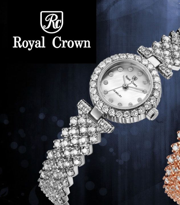 royal-crown-นาฬิกาข้อมือผู้หญิงอย่างดี-ดีไซน์สวยงามทันสมัย-เรือนหน้าปัดทำจากไข่มุกแท้-ประดับเพชร-cz-คัดอย่างดี-รุ่น