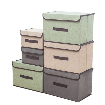 【CC】 Large Storage With Cover Bedroom Shelf Wardrobe Shoes Sundries Folding Organizer Fabric Objects