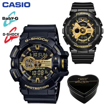 G shock couple on sale watch black gold