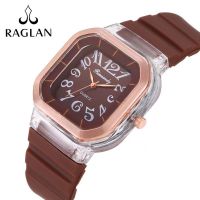 Korean Style Jelly Color Arabic Numerals Quartz Watch Fashion Square Silicone Strap Simple Casual Ladies Watch