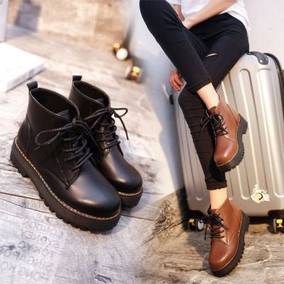 CODff51906at 【Ready Stock】Martin Boots Flat Bottomed Boots Womens Thick Bottom Boots