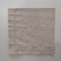 N066-20 Natural Linen Color 20" x 20" Polyester Linen Machine Hemstitched Dinner Cloth Table Napkins