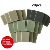 20Pcs Sponge Sanding Block Wet Dry Grinding Sandpaper 300-400 500-600 800-1000 1200-1500 Grit Polishing Pads Abrasive Sand Paper Cleaning Tools