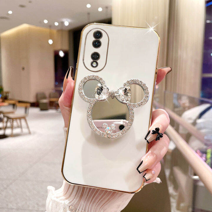 phone-case-เคส-honor90-honor-90-lite-5g-ลายการ์ตูนน่ารักกระจกแต่งหน้าไรน์สโตนที่วางโทรศัพท์กรอบแบบนิ่ม2023