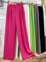 Candy Color Suits Pants For Womens Y2k Korean Fashion Loose Button Pockets Summer 2023 Harajuku High Waisted Wide Leg Trousers