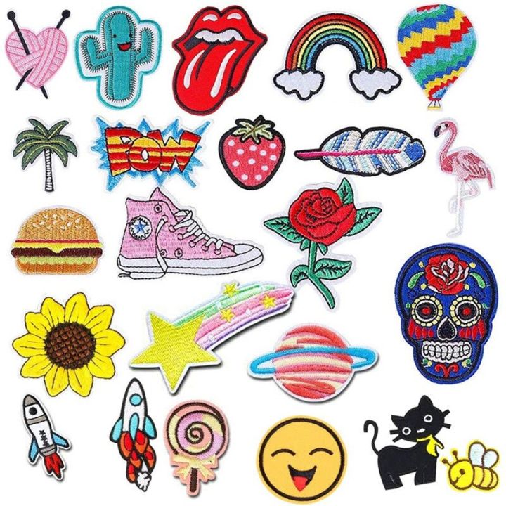 Cartoon Patch Rainbow Skull/Embroidery Patch Iron On Patches DIY