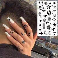 【YF】 Waterproof Temporary Tattoo Sticker Female Body Makeup Flame Finger Tattoos Smiley Black Rose Butterfly Stars and Moon Stickers