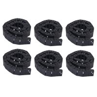 6Pcs 18mm x 37mm Black Flexible Semi Enclosed Cable Drag Chain 1M 39.4 inch