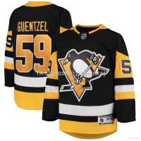 ☏◘☈ g40349011chao 037A Qy NHL เสื้อยืดแขนยาว พิมพ์ลาย Pittsburgh Penguins Home Jake Guentzel Jersey Hockey พลัสไซซ์